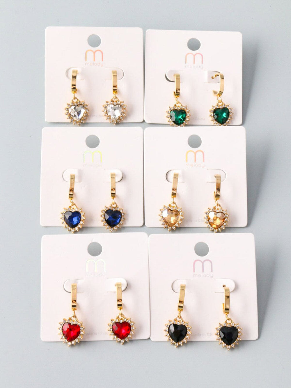 WOMEN'S ASSORTED COLORS GOLD HEART EARRINGS