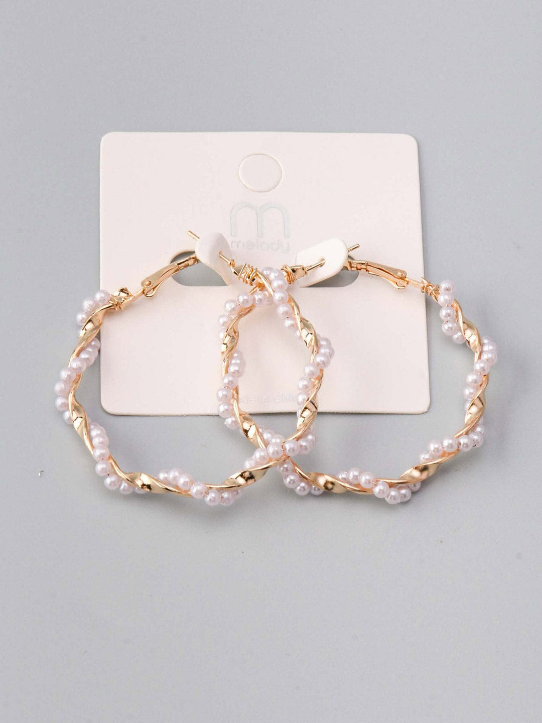 WOMEN'S GOLD & PINK PEARL HOOPS EARRINGS