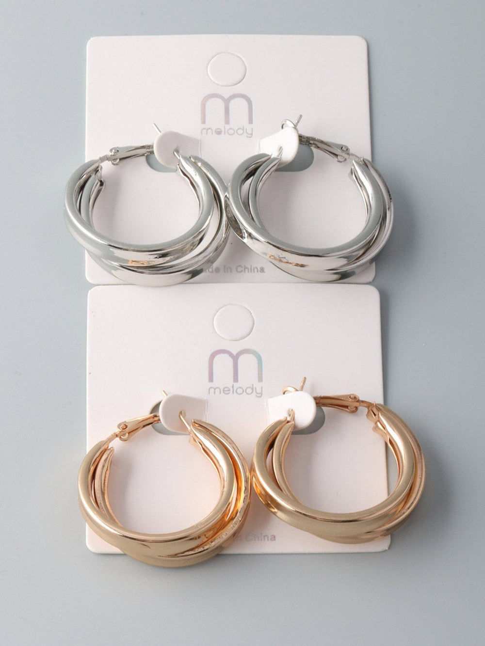 WOMEN'S FASHION GOLD & SILVER HOOPS EARRINGS