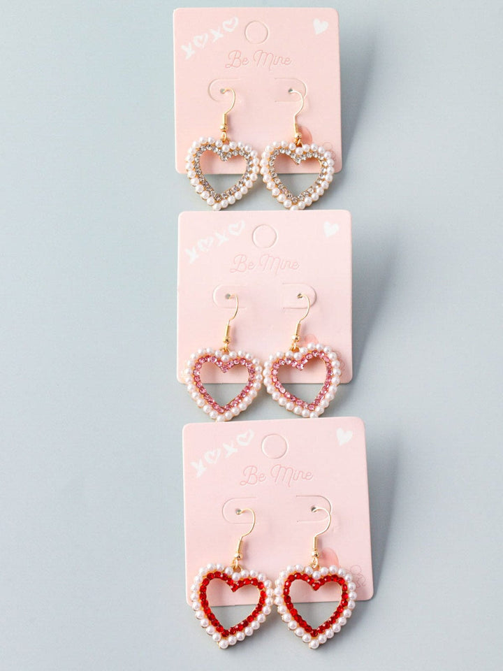 WOMEN'S FASHION ASSORTED COLORS HEART EARRINGS