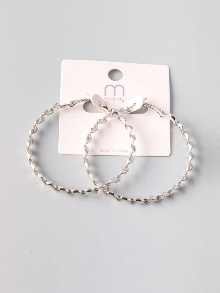 WOMEN'S SILVER TWIST HOOP EARRINGS