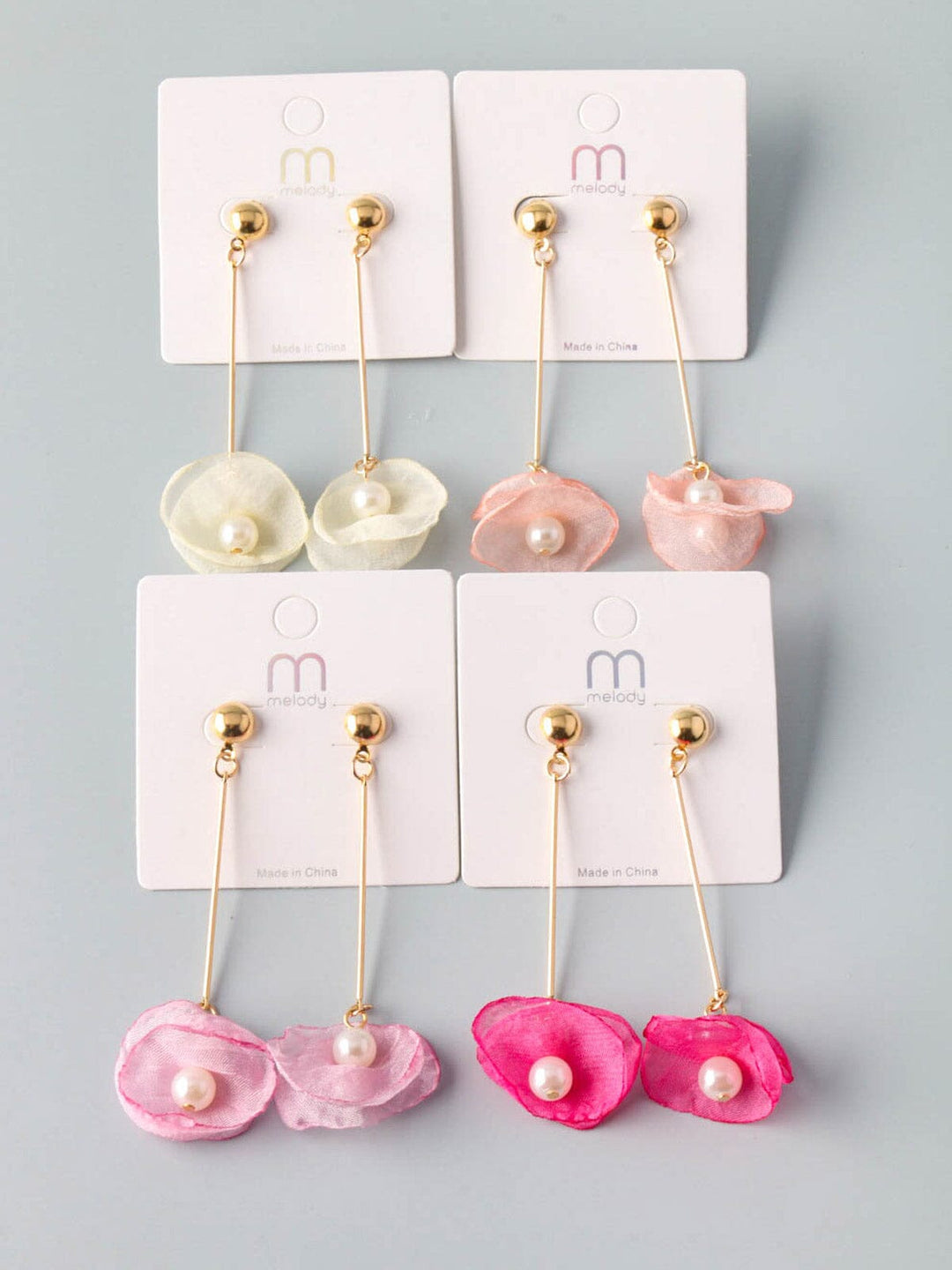 WOMEN'S MULTI COLOR FLOWER PEARL EARRINGS