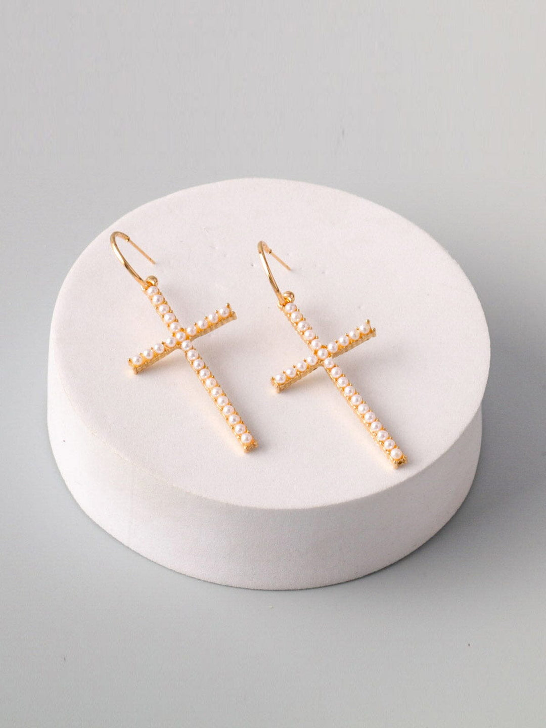 WOMEN'S FASHION GOLD & SILVER CROSS EARRINGS