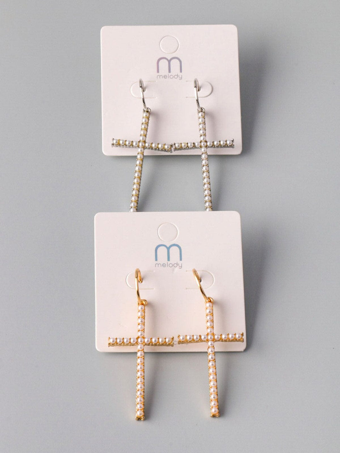 WOMEN'S FASHION GOLD & SILVER CROSS EARRINGS
