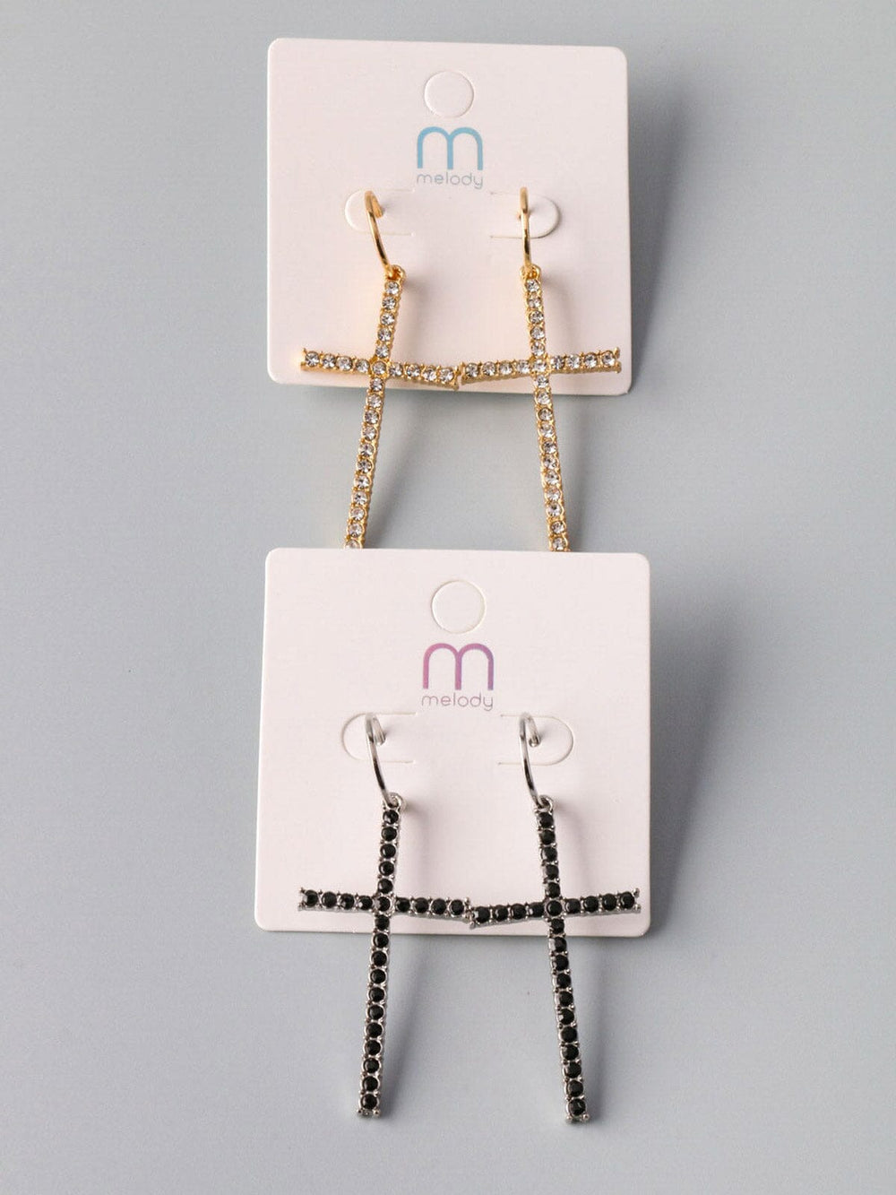 WOMEN'S FASHION GOLD & BLACK CROSS EARRINGS
