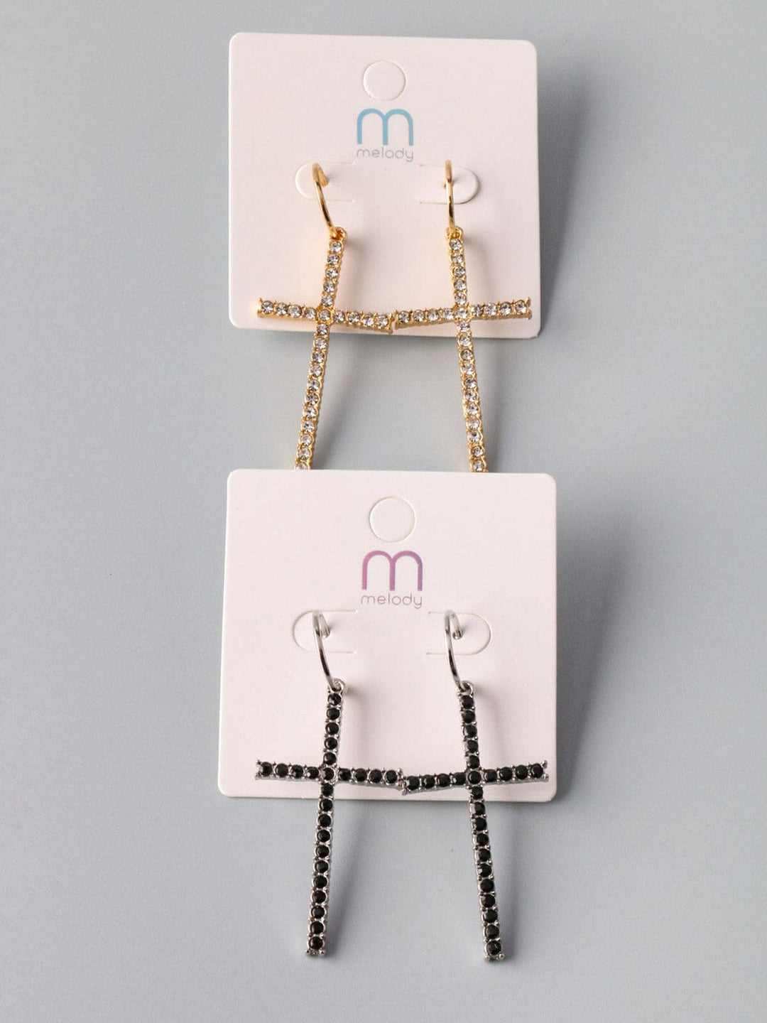 WOMEN'S FASHION GOLD & BLACK CROSS EARRINGS