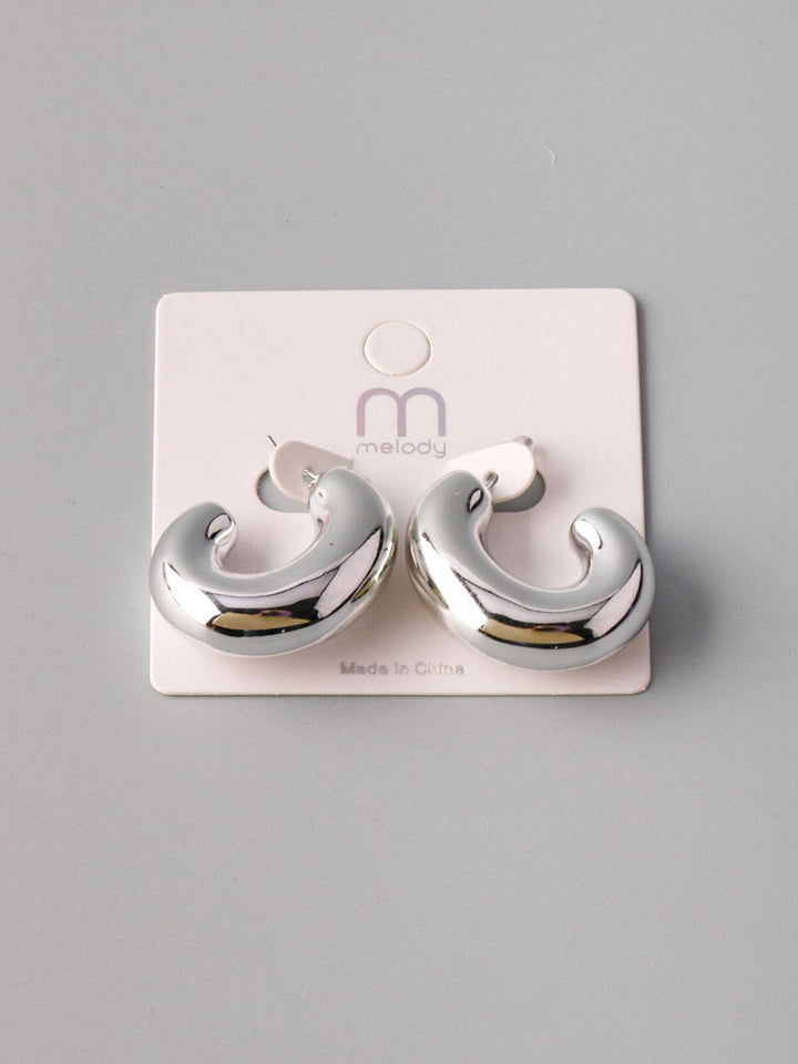 WOMEN'S SILVER HALF HOOP EARRINGS