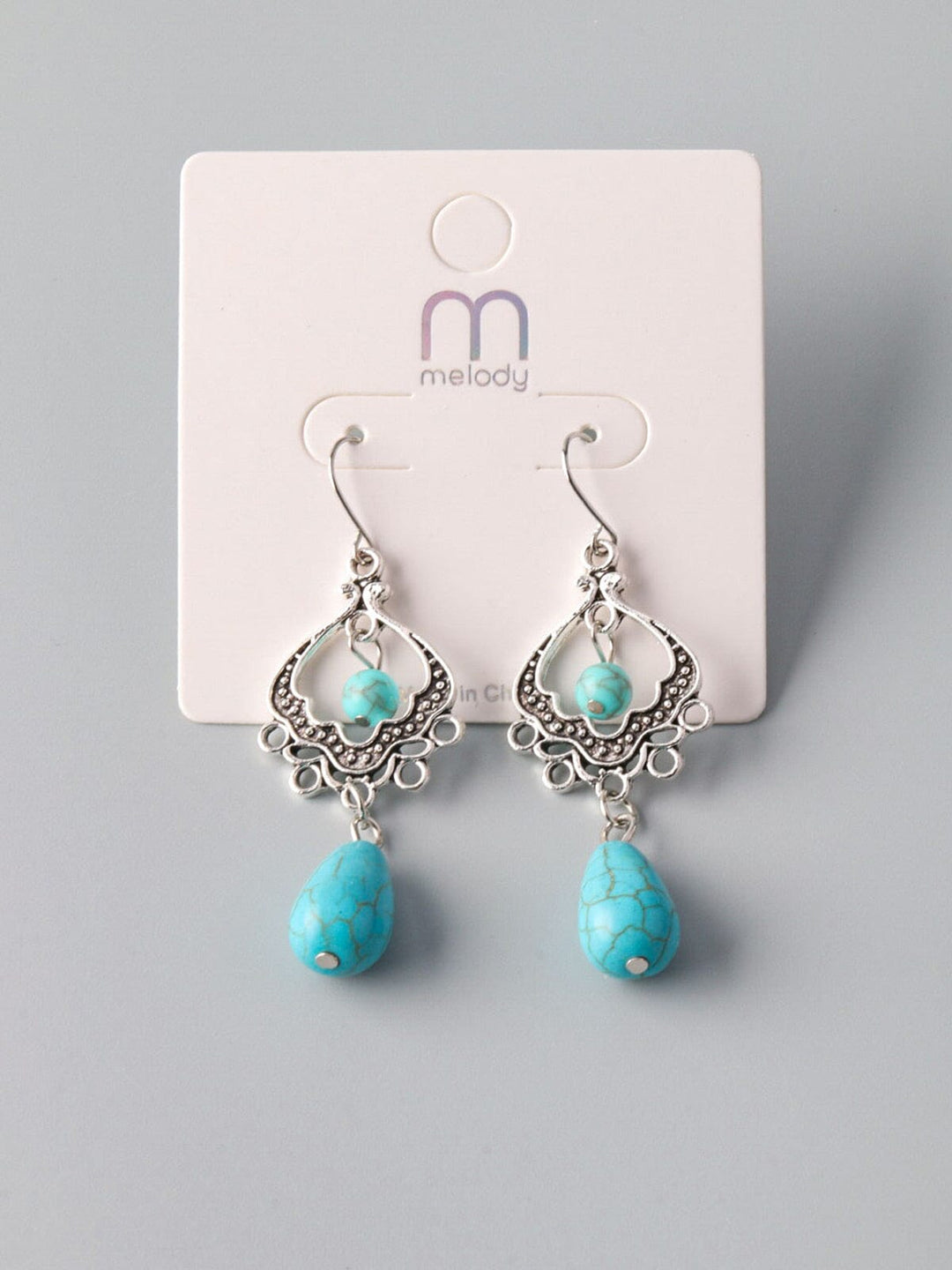 WOMEN'S SILVER TEAL STONE EARRINGS