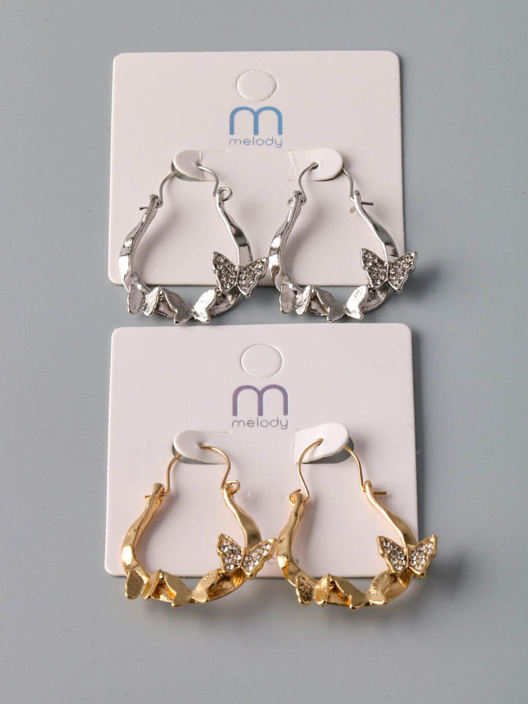 WOMEN'S GOLD & SILVER BUTTERFLY EARRINGS