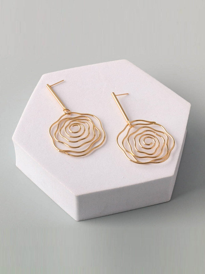 FASHION GOLD & SILVER ROSE EARRINGS