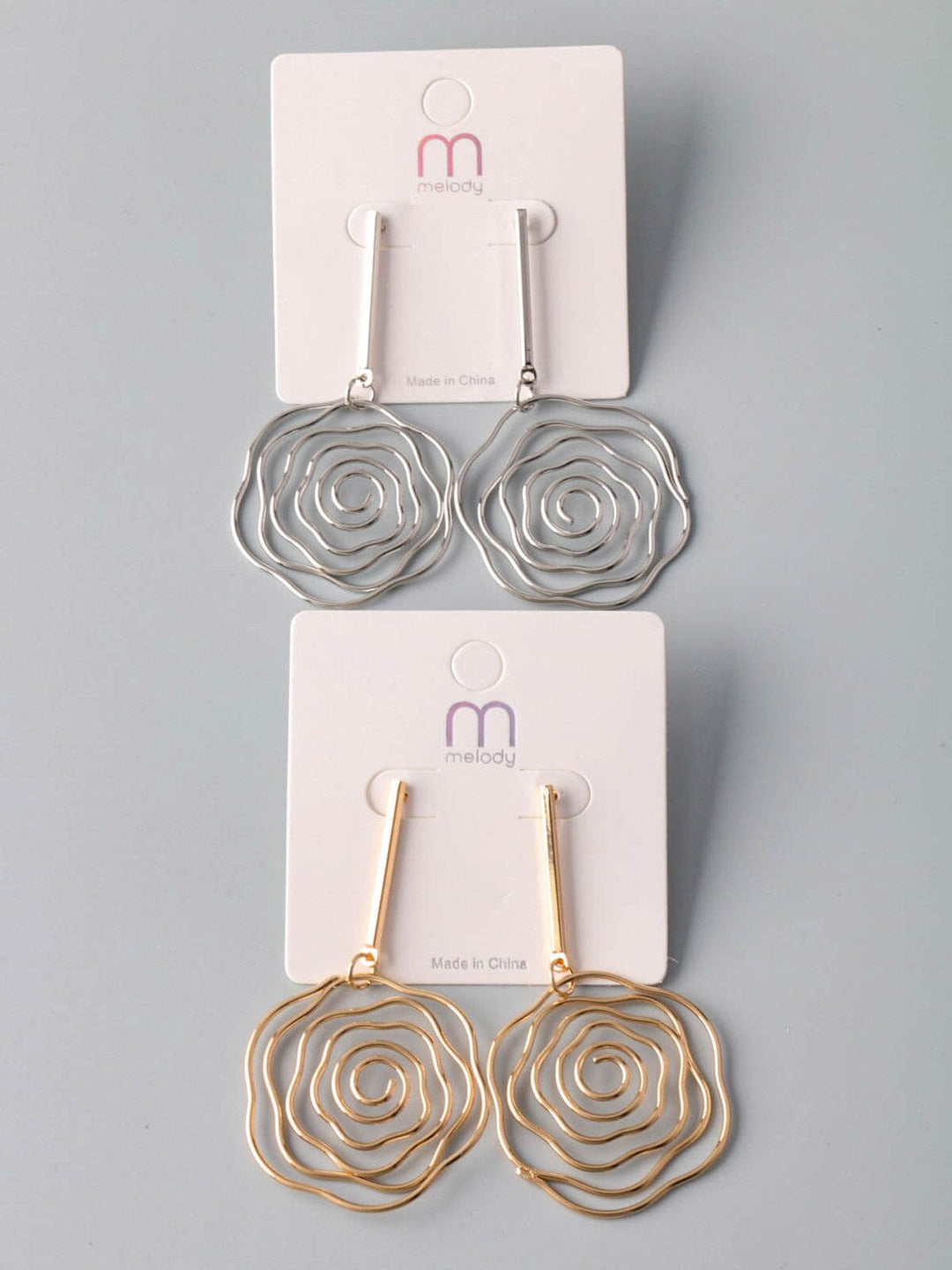 FASHION GOLD & SILVER ROSE EARRINGS