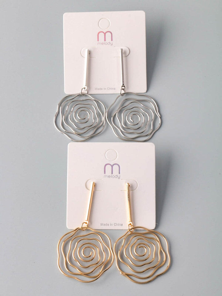 FASHION GOLD & SILVER ROSE EARRINGS