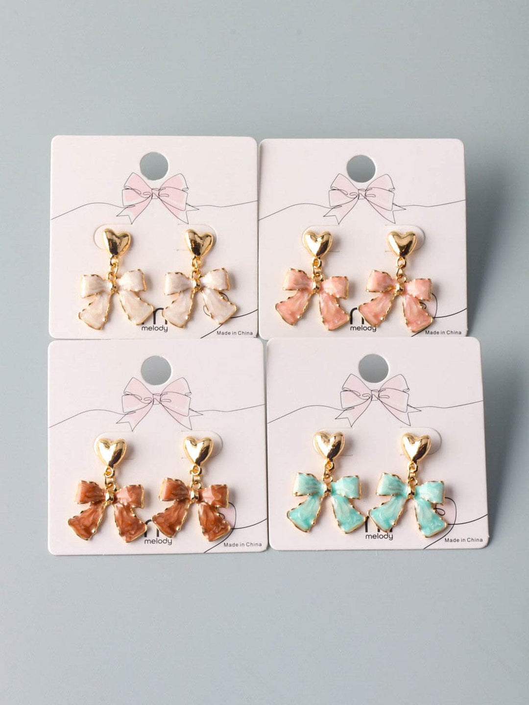 WOMEN'S ASSORTED COLORS BOWS EARRINGS