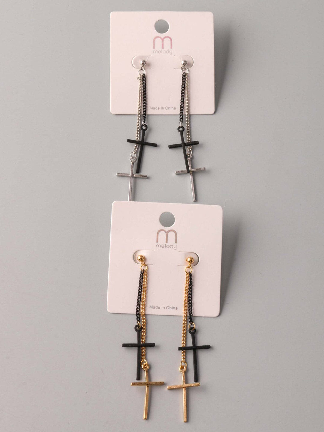 WOMEN'S ASSORTED COLORS CROSS EARRINGS