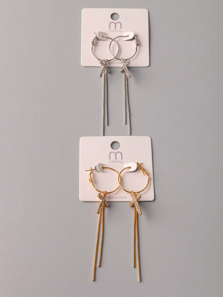 WOMEN'S SILVER & GOLD HOOPS CROSS EARRINGS