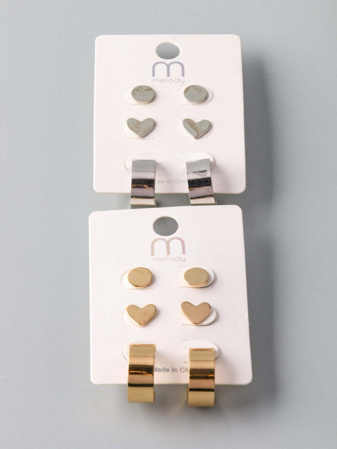 WOMEN'S GOLD & SILVER 3 PAIR SET EARRINGS