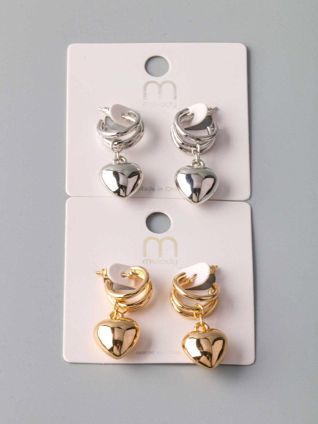 WOMEN'S GOLD & SILVER HEART EARRINGS