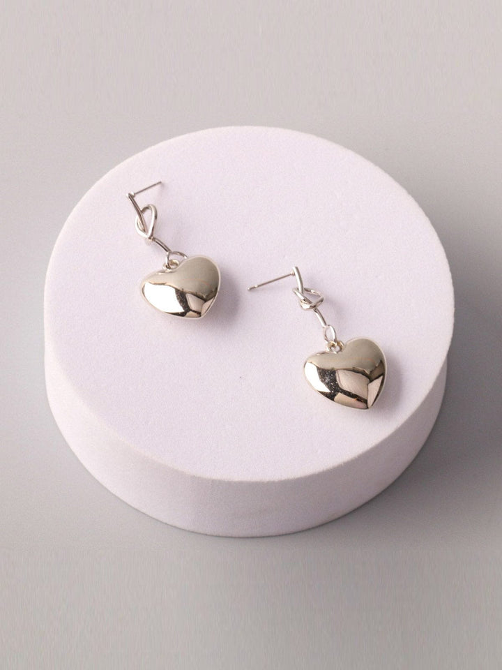 WOMEN'S GOLD & SILVER HEART EARRINGS