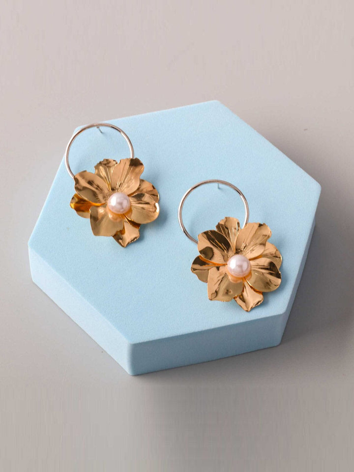 FASHION GOLD & SILVER FLOWER EARRINGS
