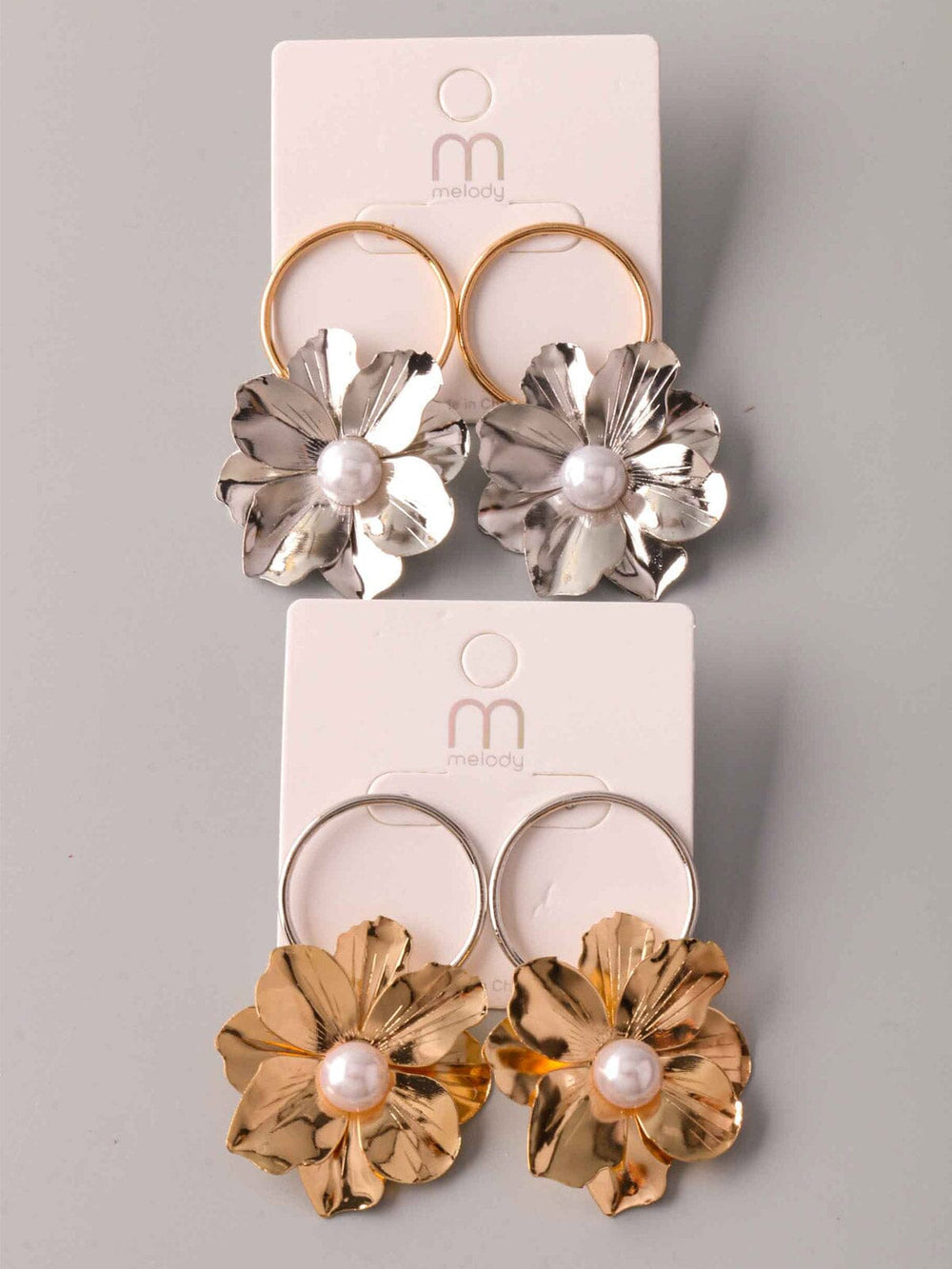 FASHION GOLD & SILVER FLOWER EARRINGS
