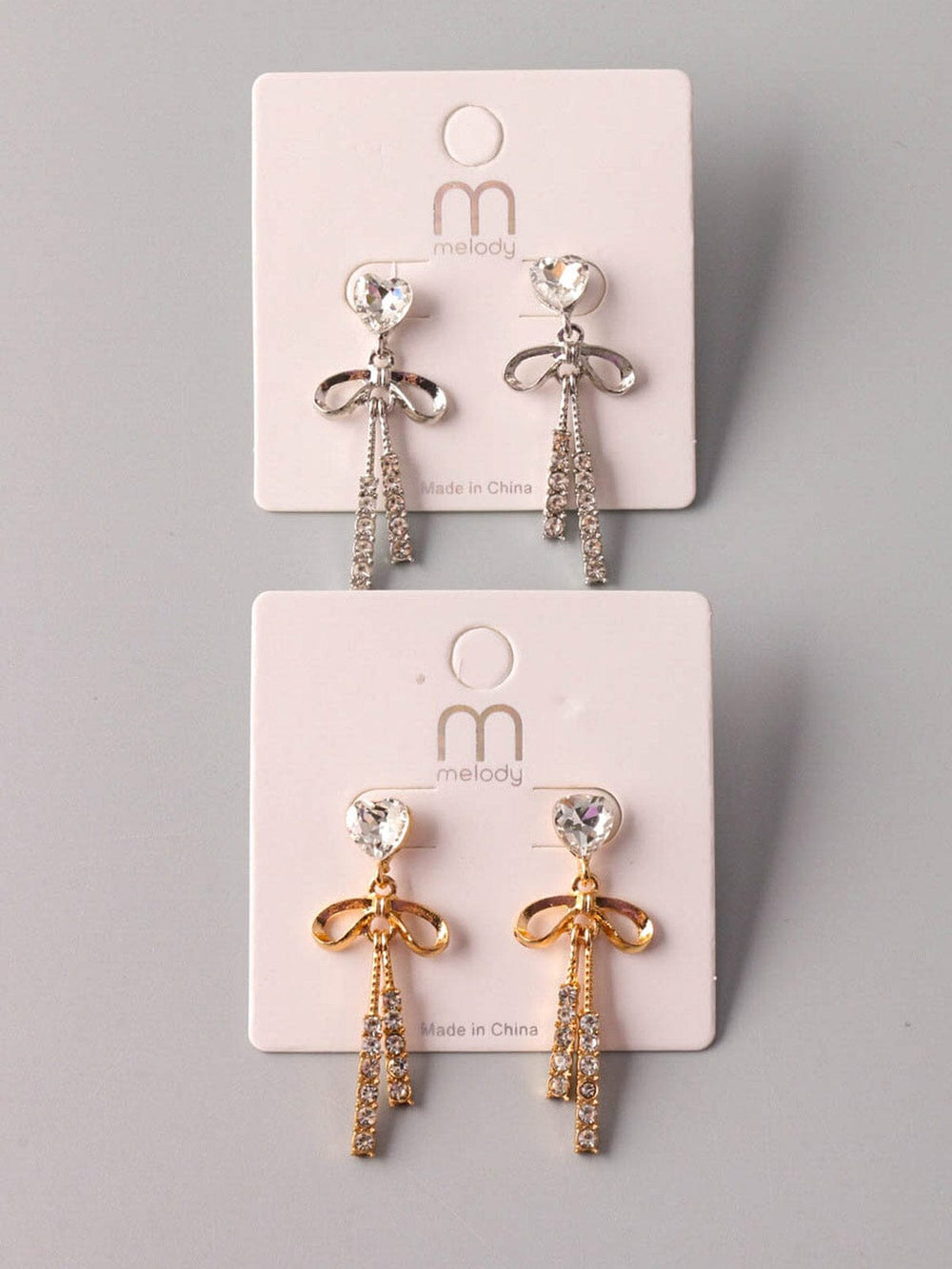 WOMEN'S GOLD & SILVER BOWS EARRINGS