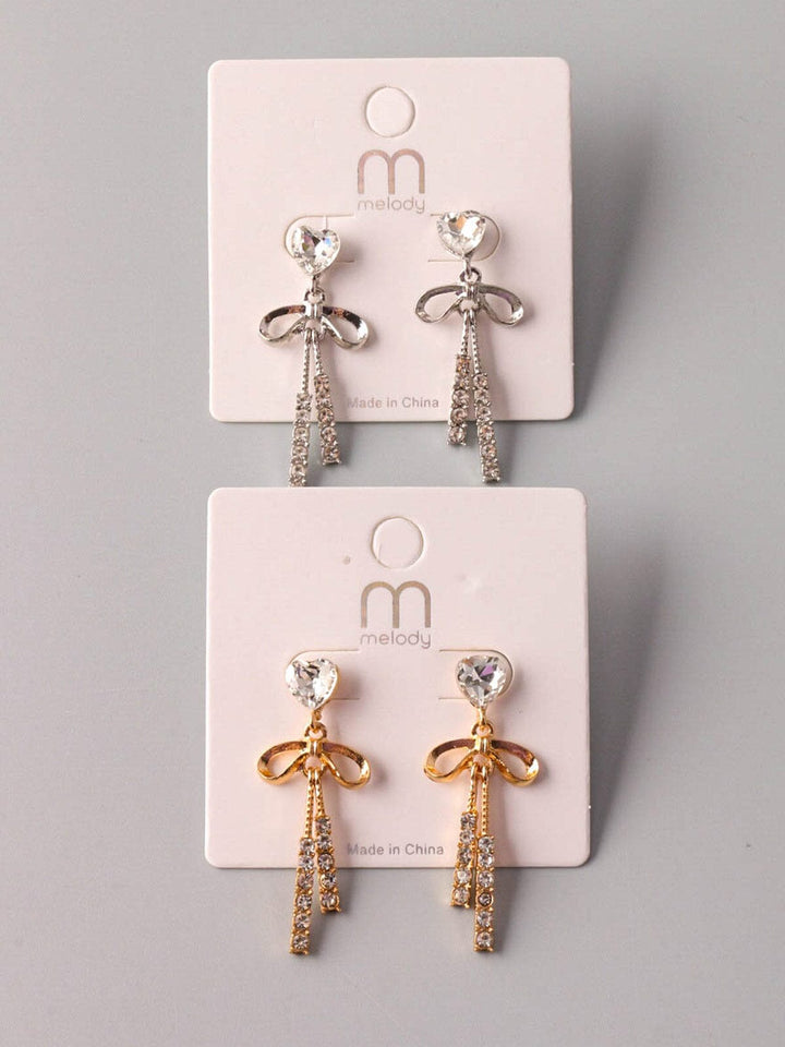 WOMEN'S GOLD & SILVER BOWS EARRINGS