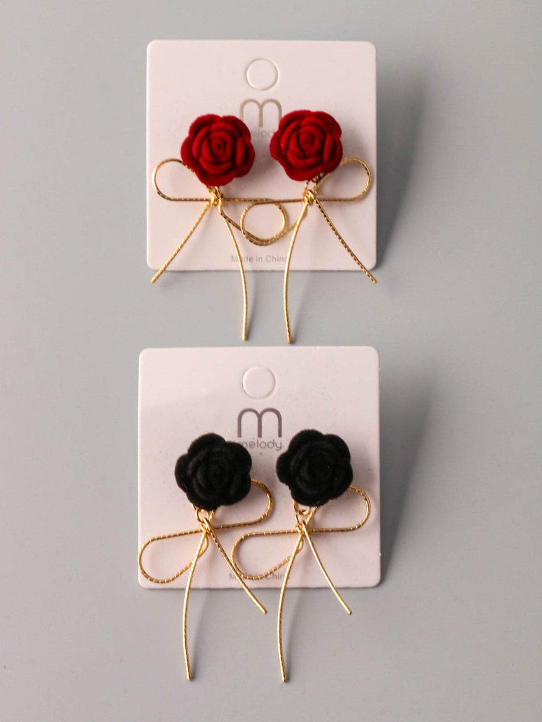 WOMEN'S ASSORTED COLORS ROSE EARRINGS