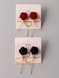 WOMEN'S ASSORTED COLORS ROSE EARRINGS