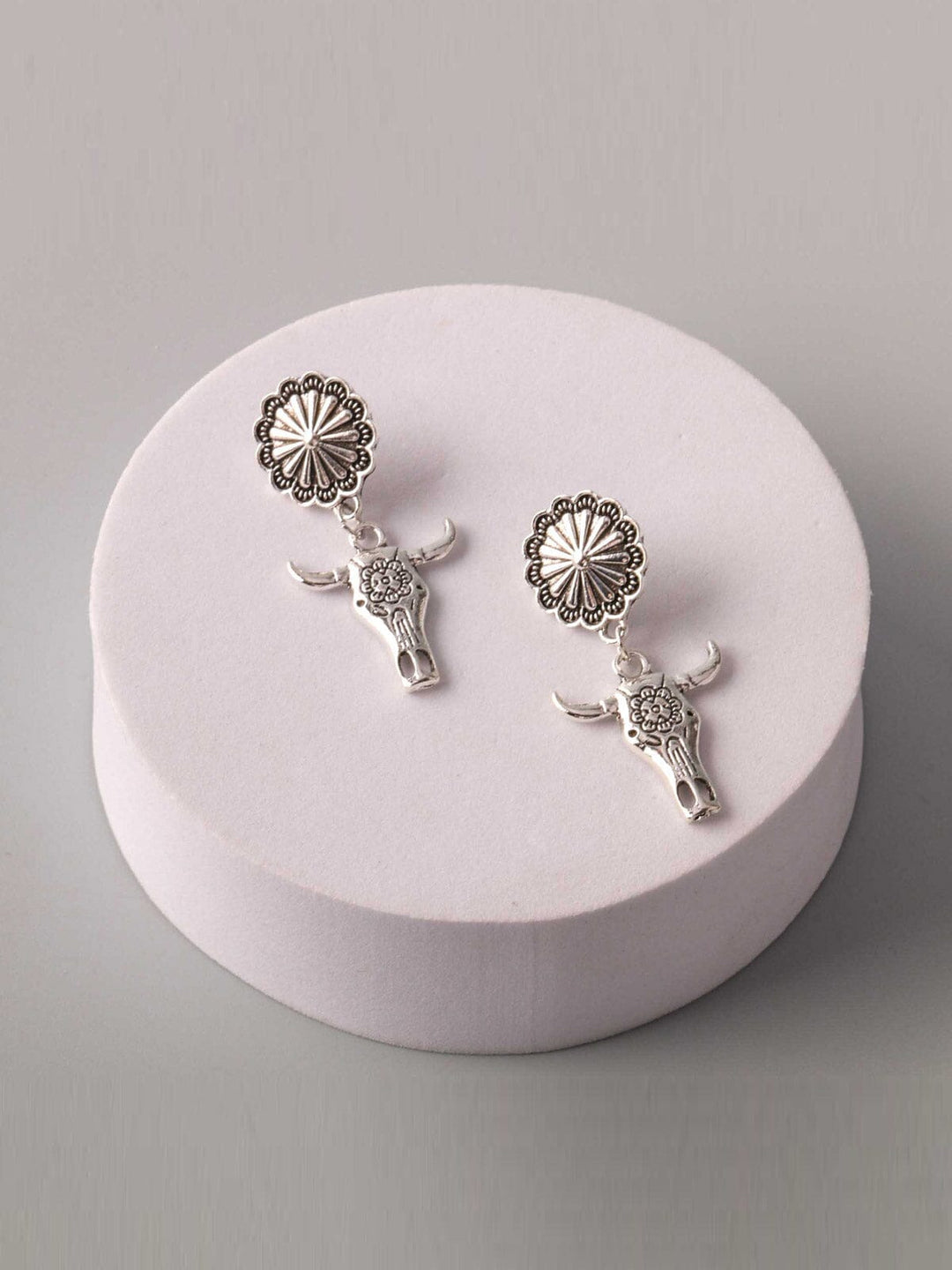 WOMEN'S SILVER BULL HEAD EARRINGS