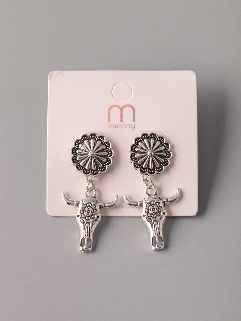 WOMEN'S SILVER BULL HEAD EARRINGS