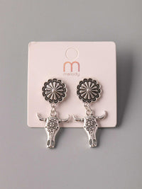 WOMEN'S SILVER BULL HEAD EARRINGS