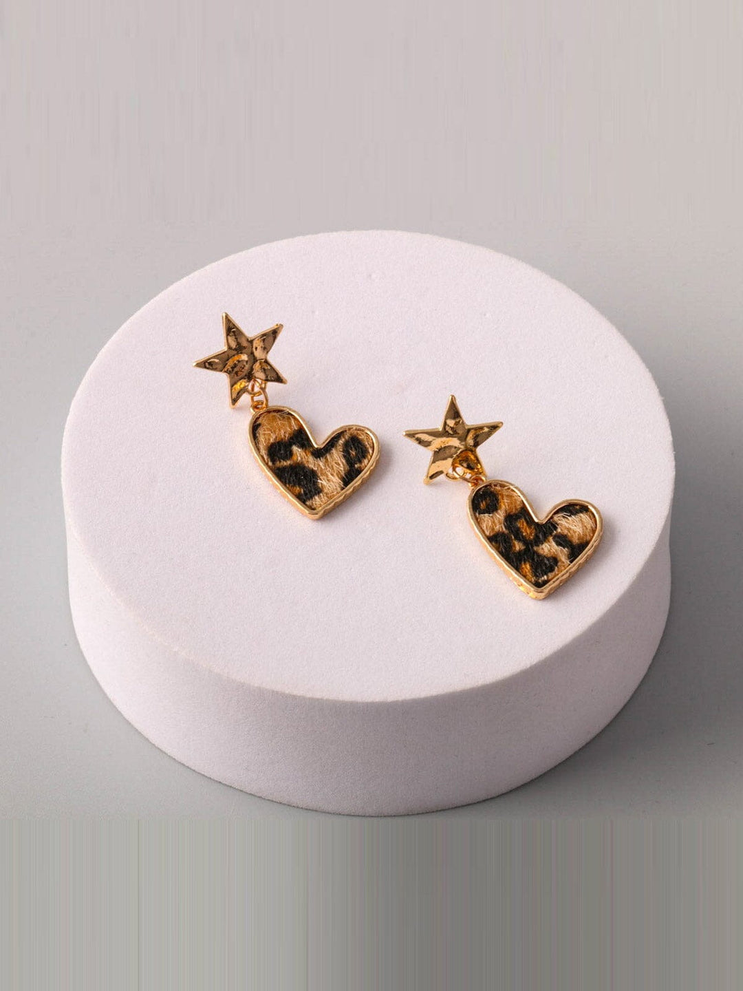 WOMEN'S ANIMAL PRINT HEART & STAR EARRINGS