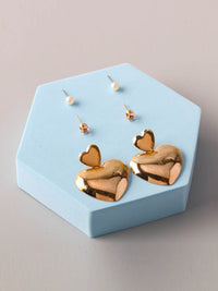 WOMEN'S HEART & STUDS 3 PCS SET EARRINGS