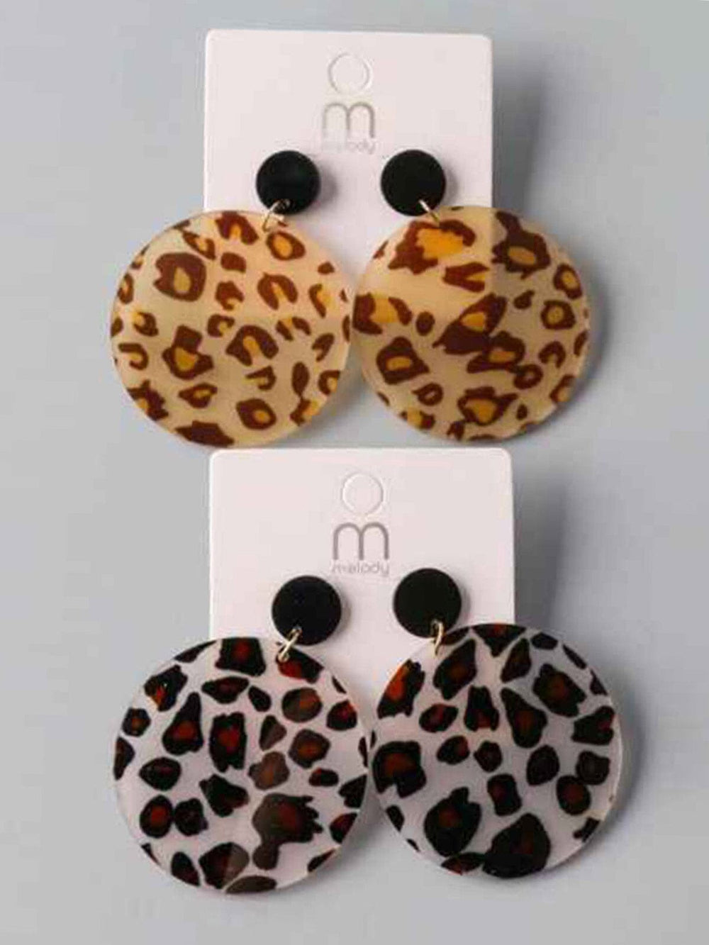 FASHION ASSORTED COLORS ANIMAL PRINT EARRINGS