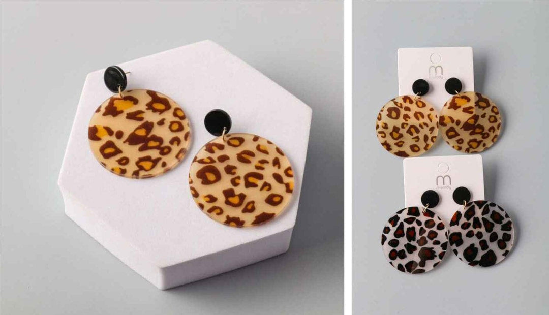 FASHION ASSORTED COLORS ANIMAL PRINT EARRINGS