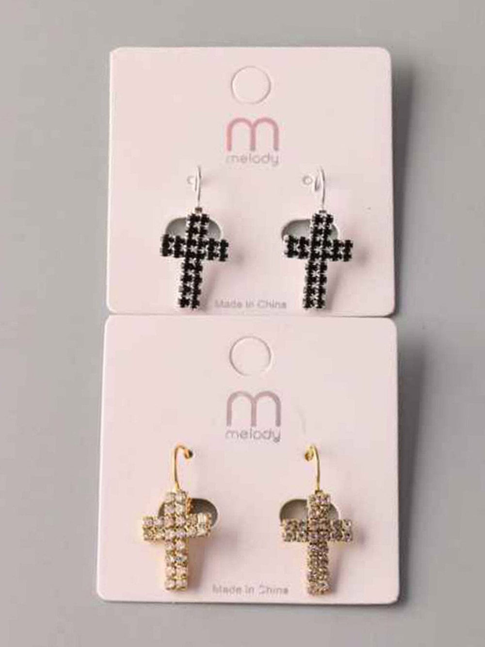 FASHION BLACK & GOLD CROSS EARRINGS