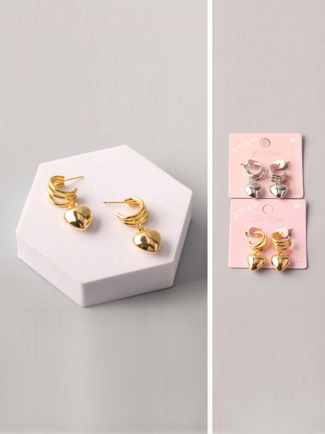 WOMEN'S GOLD & SILVER HEART EARRINGS