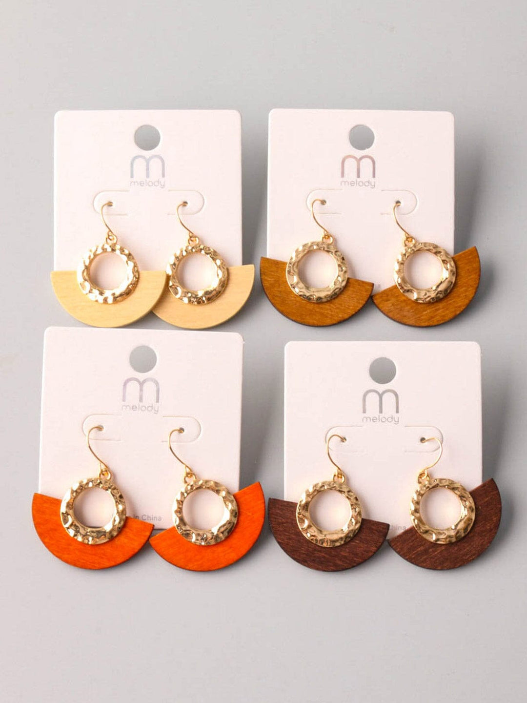 FASHION ASSORTED TONES WOOD EARRINGS