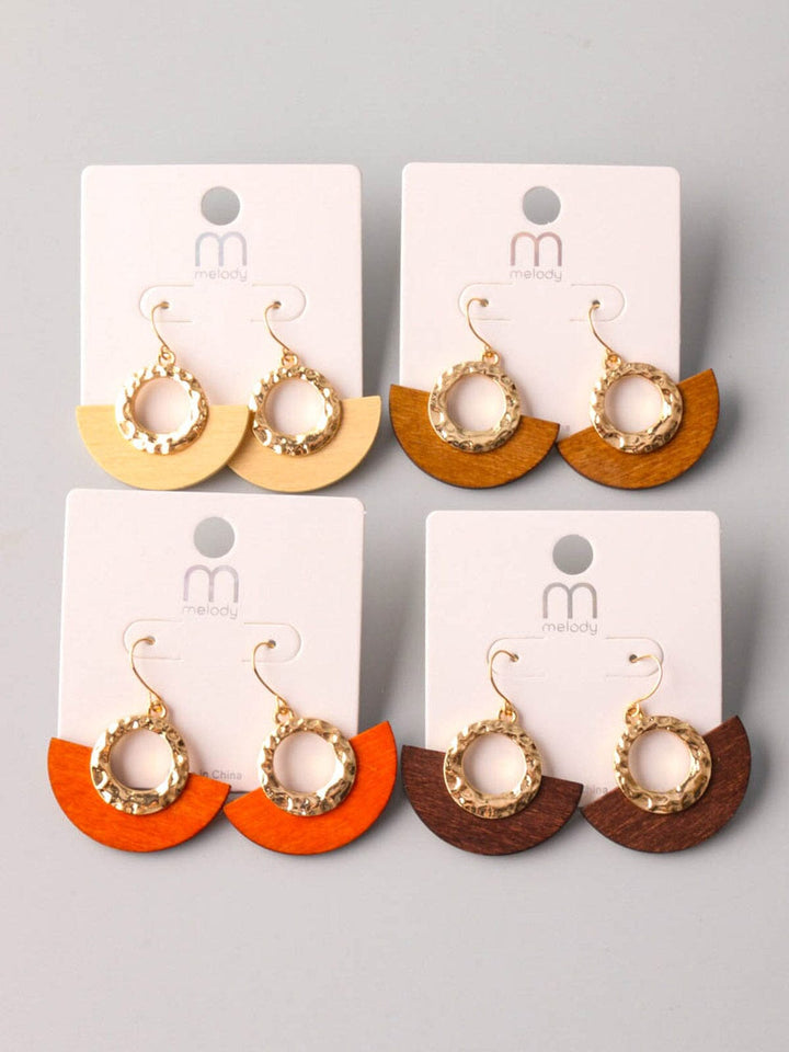 FASHION ASSORTED TONES WOOD EARRINGS