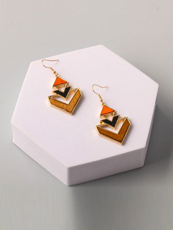 FASHION COLORBLOCK WOOD EARRINGS