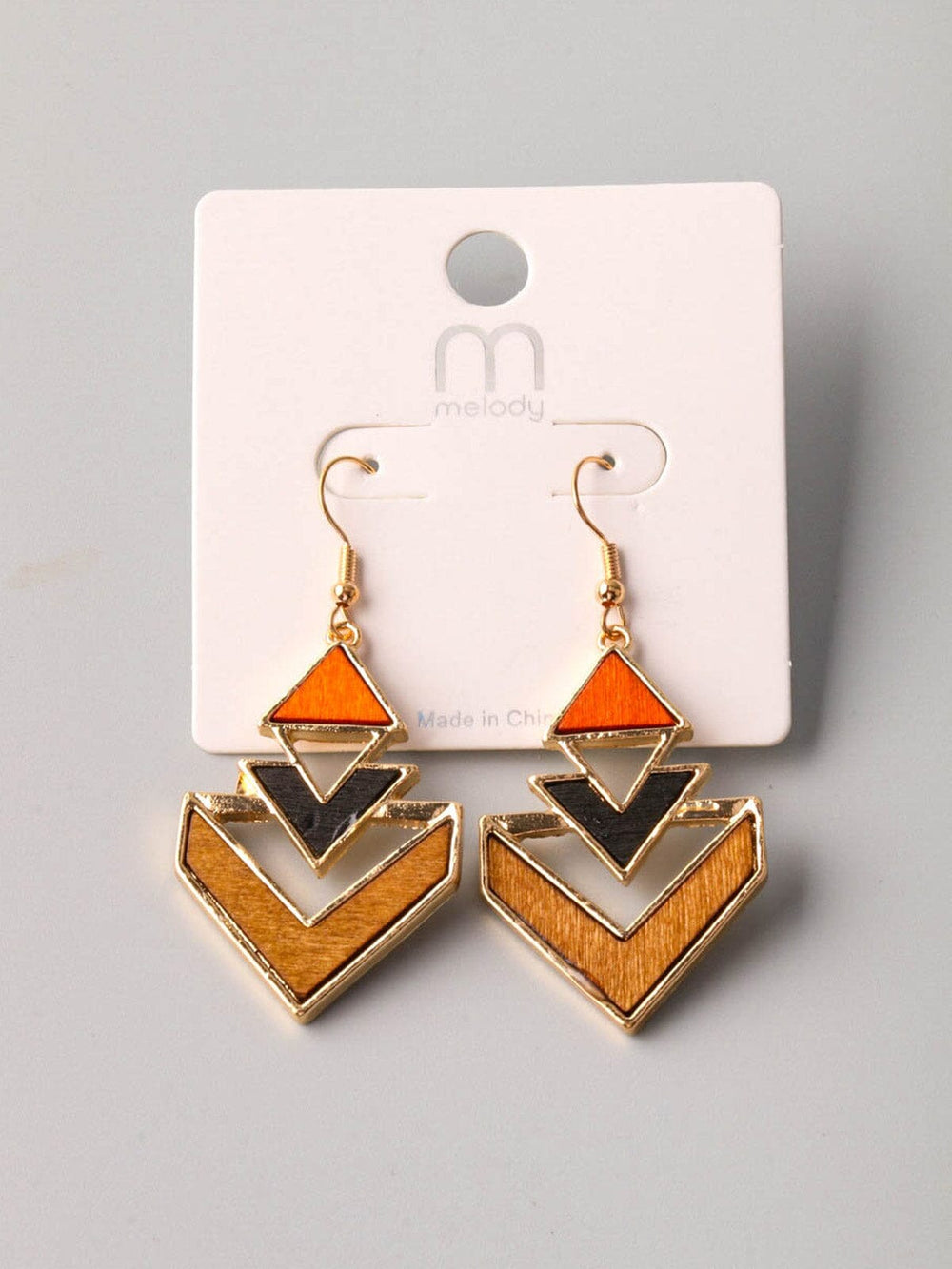 FASHION COLORBLOCK WOOD EARRINGS
