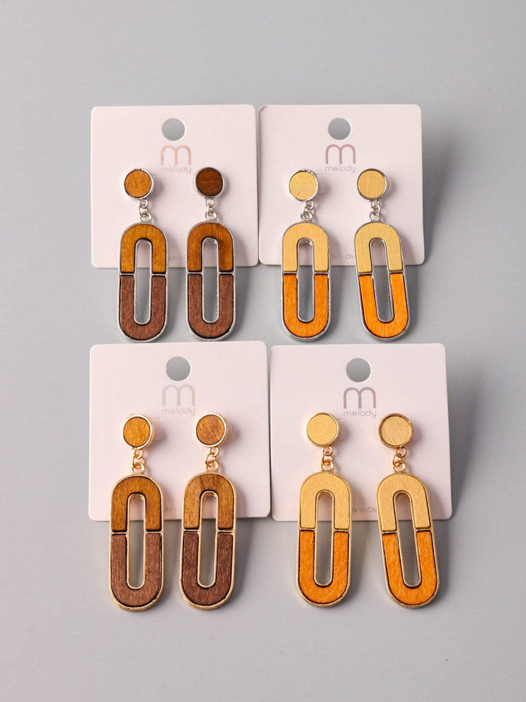 WOMEN'S ASSORTED TONES WOOD EARRINGS