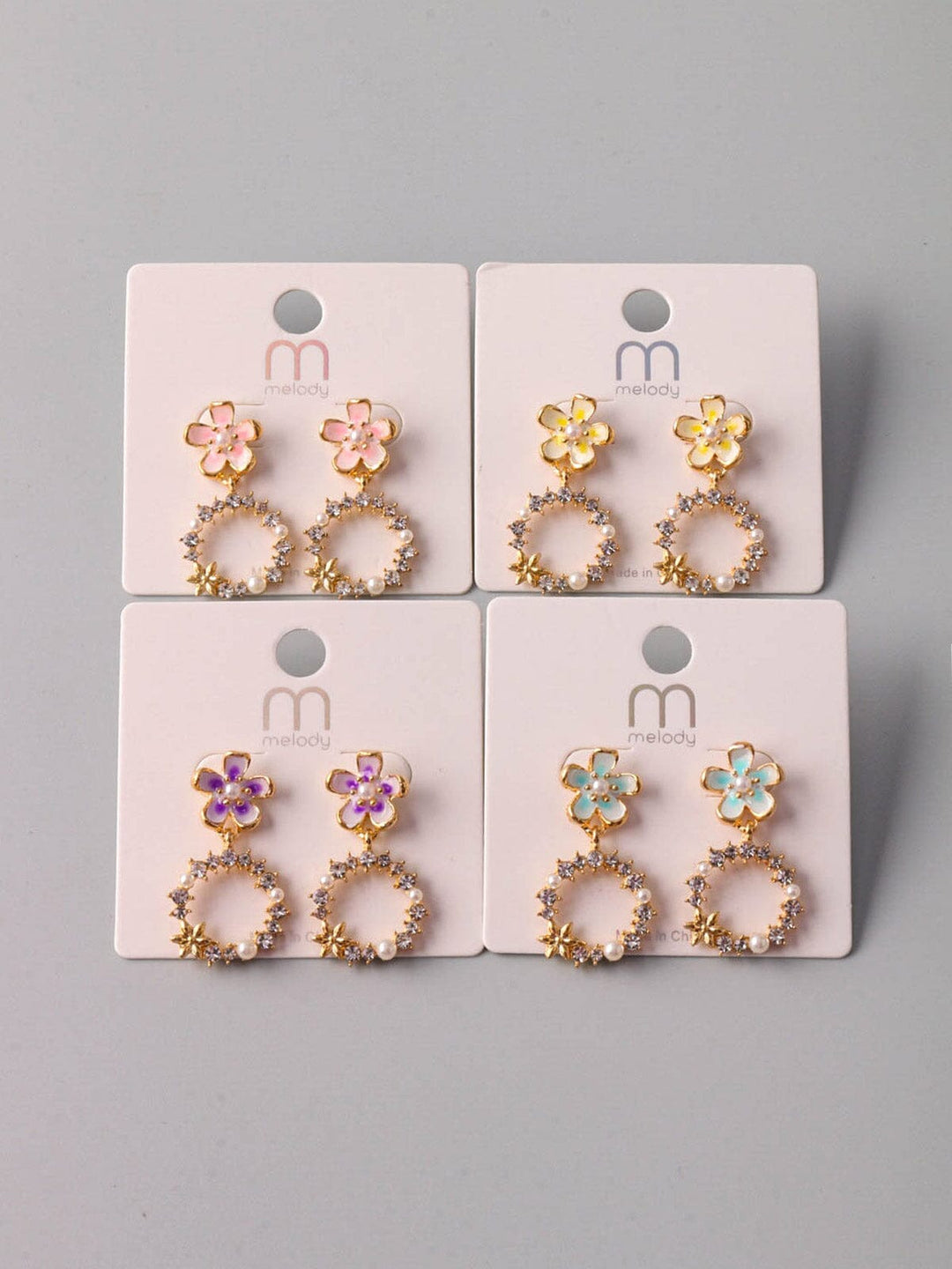 WOMEN'S ASSORTED COLORS FLOWERS EARRINGS