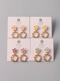 WOMEN'S ASSORTED COLORS FLOWERS EARRINGS