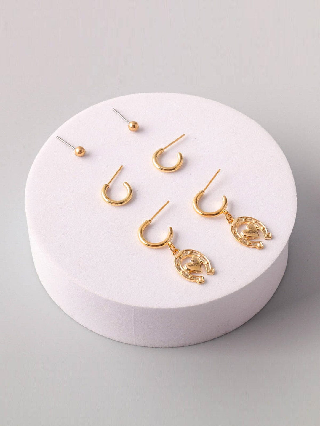 FASHION GOLD & SILVER MULTI PENDANT EARRINGS SET