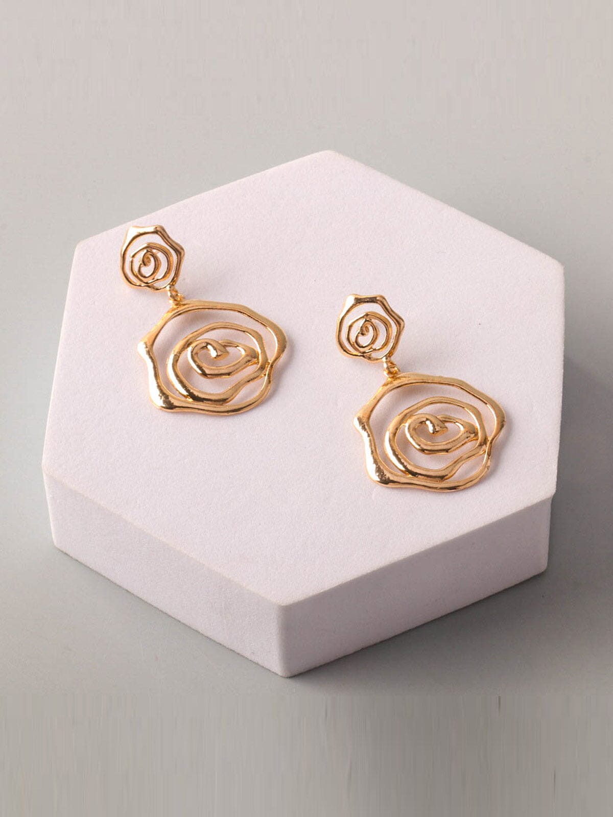 FASHION GOLD & SILVER ROSE EARRINGS