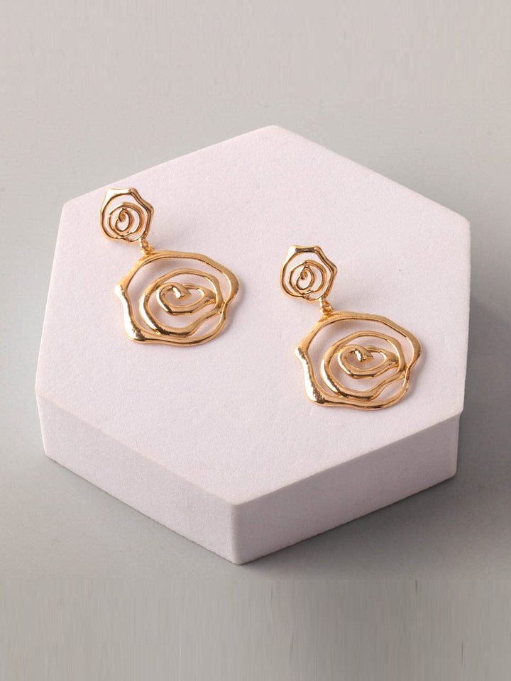 FASHION GOLD & SILVER ROSE EARRINGS