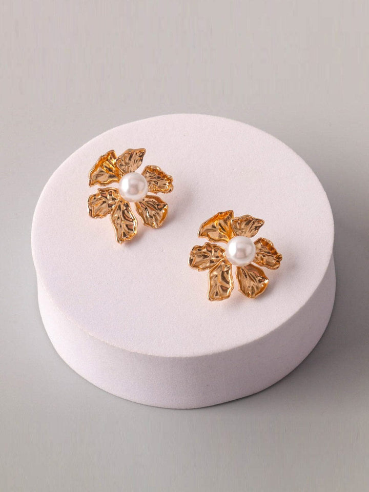 FASHION FLOWER GOLD & SILVER EARRINGS