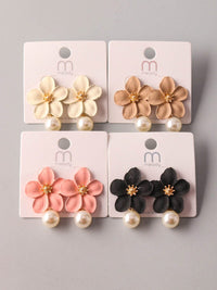 FASHION ASSORTED COLORS FLOWER EARRINGS