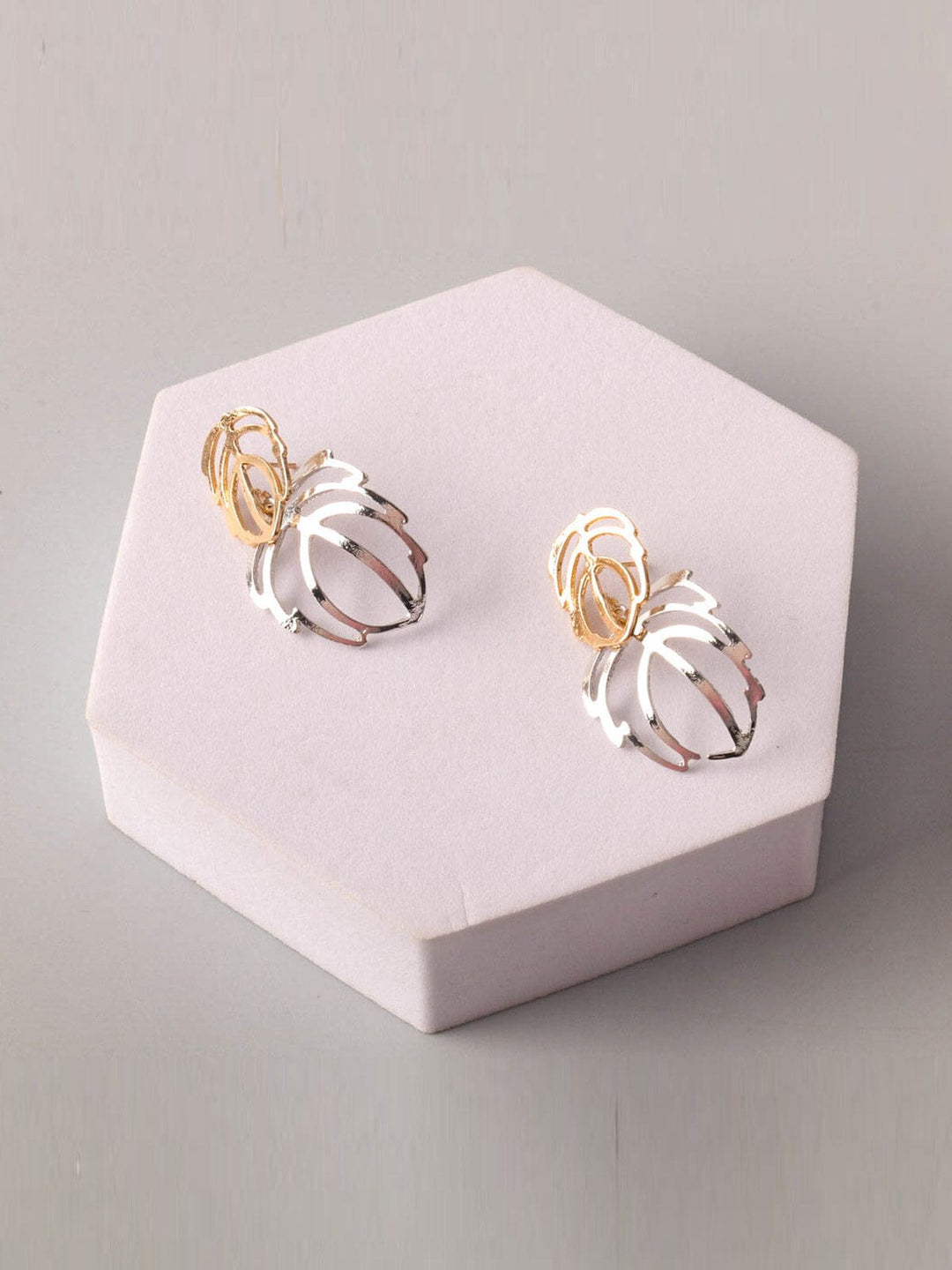 FASHION LEAF GOLD & SILVER EARRINGS